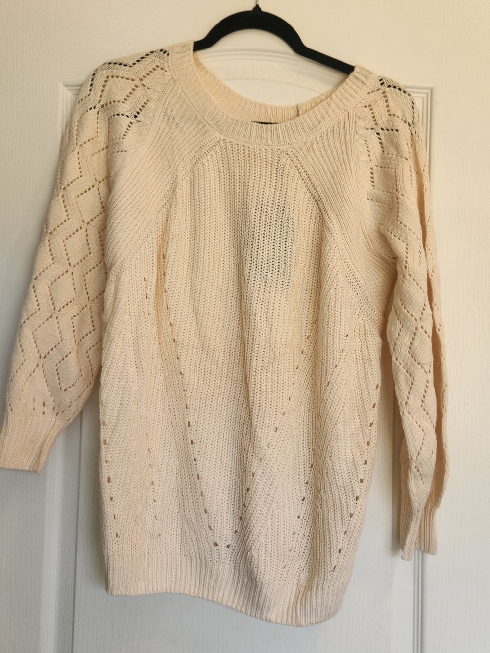 Funlingo Light Cream Open-Knit Women's Pullover Sweater S BNWT